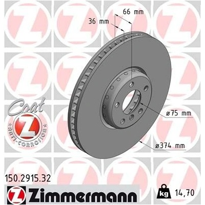 Brzdový kotúč ZIMMERMANN 150.2915.32 (150291532)