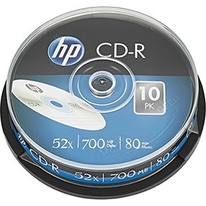 HP CD-R, CRE00019-3, 69308, 10-пакет, 700MB, 52x, 80 мин. , 12 см, без възможност за печат, cake box, за архивиране на данни, повредена опаковка (CRE00019-3)