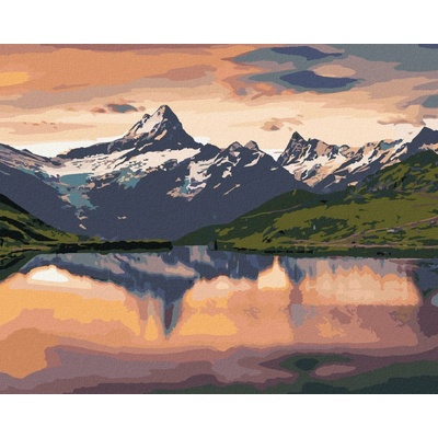 Zuty Malování Podle Čísel Východ Slunce Na Jezeře Bachalpsee 80 x 100 Cm Plátno Rám