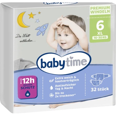 Babytime Premium Windeln XL 16-30 Kg 32 ks