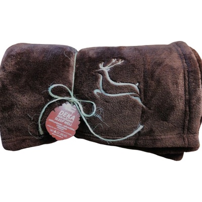 Sleep-well Deka mikroflanel hnědá výšivka Pro myslivce Kanec 150x200