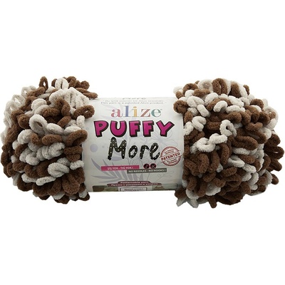 Alize příze Puffy More 6627 smetanová a hnědá