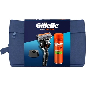 Gillette Комплект за пътуване Gillette ProGlide самобръсначка + гел за бръснене Fusion 200 мл + поставка