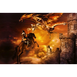 DIMEX ART Флизелинов фототапет атакуващ дракон 375 x 250 см