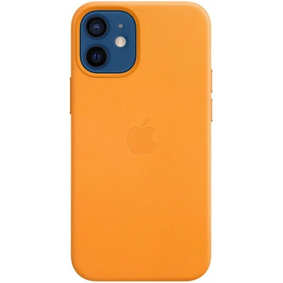 Apple iPhone Leather Case with MagSafe - оригинален кожен кейс (естествена кожа) за iPhone 12, iPhone 12 Pro (жълт)