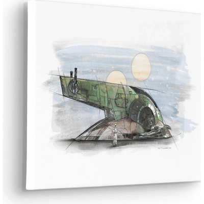 Komar Nástěnný obraz na rámu Star Wars Boba Fett Spaceship Sketch 40 x 30 cm