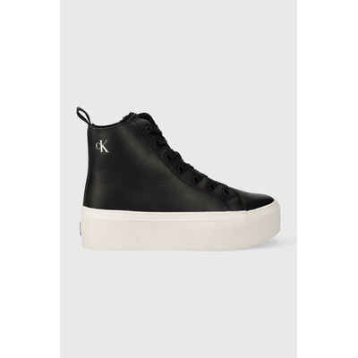 Calvin Klein Кожени кецове Calvin Klein Jeans CUPSOLE FLATFORM MID WL LTH WN в черно YW0YW01180 (YW0YW01180)