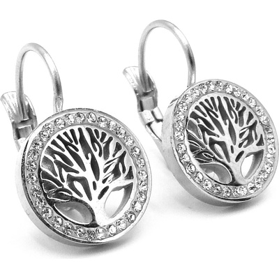 Steel Jewelry náušnice strom života s krystalky z chirurgické oceli NS230918