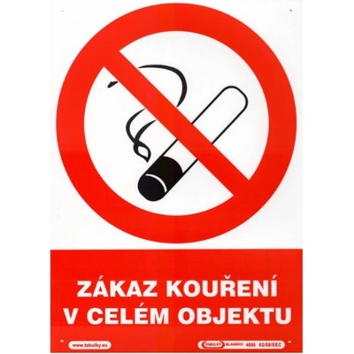 Zákaz kouření v celém objektu 210x297 mm - plast