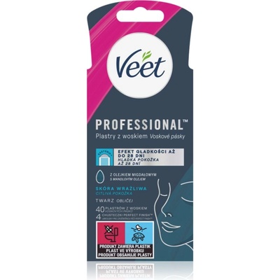 Veet Professional восъчни ленти за епилация за лице за чувствителна кожа на лицето 40 бр