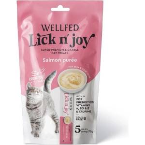 WELLFED Пюре със сьомга за котки, 5 сашета x 14 гр