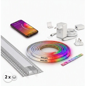 SmartLED КОМПЛЕКТ 1x RGBW LED лента (бяло и цветно) 20W/230V, 2 m + 2x вграден профил 1 m (SD0107F)