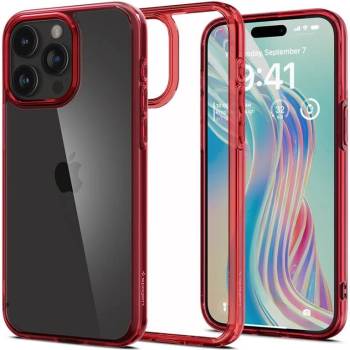 Spigen Противоударен Калъф за iPhone 15 Pro, SPIGEN Ultra Hybrid Case, Червен (ACS07055)