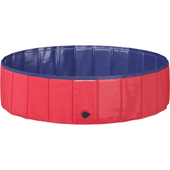 vidaXL Сгъваем плувен басейн за кучета Червен и син 120 x 120 x 30 см (3416316)