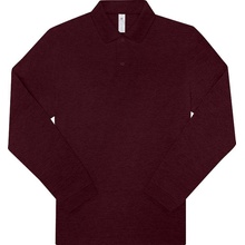 B&C My Polo 210 LSL Piqué polo tričko s dlhým rukávom červené heather burgundy