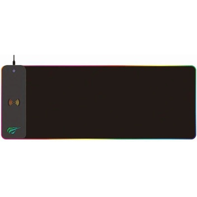 Havit Gamenote MP907 RGB Gaming Mouse Mat - гейминг подложка за мишка с LED подсветка и с възможност за безжично зареждане на мобилни устройства (черен)