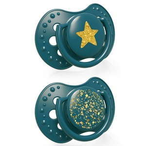 LOVI Силиконови залъгалки Lovi - Stardust, 3-6 месеца, 2 броя, зелени (22/893_gre) - baby