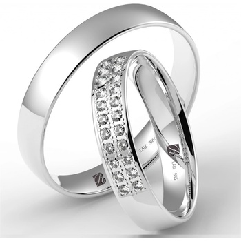 Blink Blink Hladké svadobné obrúčky z bieleho zlata s kameňmi 8121 BL