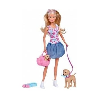 Simba Toys Steffi doll on a walk with Simba dogs