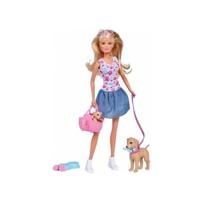 Simba Toys Steffi doll on a walk with Simba dogs