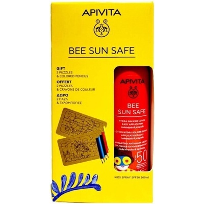 APIVITA Слънцезащитен лосион за деца + пъзел , Apivita Bee Sun Safe Hydra Sun Kids Lotion SPF50 200 ml + Gift 2 Puzzles & Colored Pencils