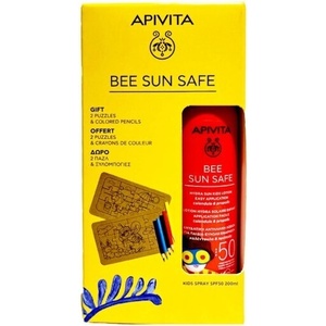 APIVITA Слънцезащитен лосион за деца + пъзел , Apivita Bee Sun Safe Hydra Sun Kids Lotion SPF50 200 ml + Gift 2 Puzzles & Colored Pencils