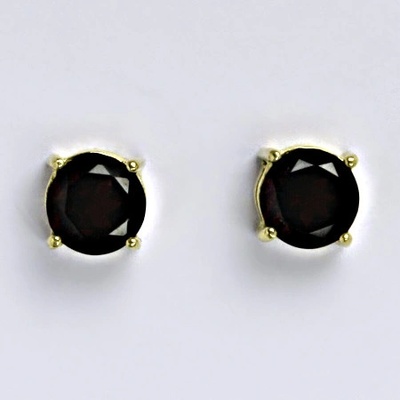 Čištín Zlaté náušnice,přírodní granát, žluté i bílé zlato - NŠ 1252