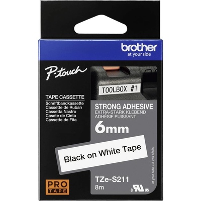 etikety Brother TZe, TZ TZe-S211 Farba pásky: biela Farba písma:čierna 6 mm 8 m