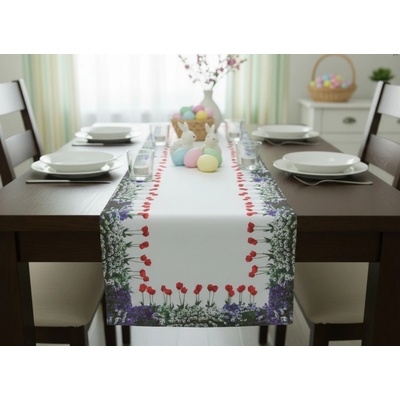 Mybesthome Vzorovaný ubrus běhoun Tulipány 40x140cm