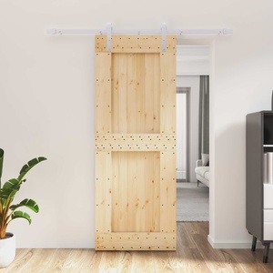 vidaXL Преплъзваща се врата Естествено и бяло 80 x 210 cm (3444938)