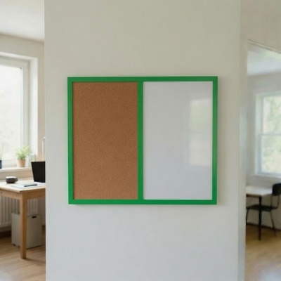 Toptabule.sk Kombinovaná tabuľa biela v zelenom drevenom ráme COLOR 90 x 60 cm