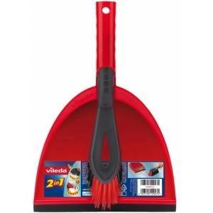 Vileda Sweeping Brush and Dustpan Cleaning Set Vileda Red Plastic