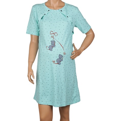 Нощница за кърмачки в ментов цвят с мечета и звезди