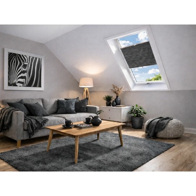 ZEBRA-SHOP PLISSÉ PRO OKNO VELUX MK 06 / TM. ŠEDÁ PM05 / profil BÍLÝ