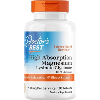 Doctor's Best Magnesium Lysinate Glycinate, Horčík, 100 mg, 120 tabliet