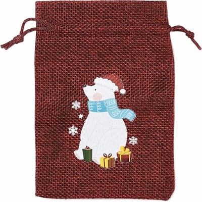 Nefertitis Sáček jutový Vánoční lední medvěd NF58976 - 10 x 14 cm