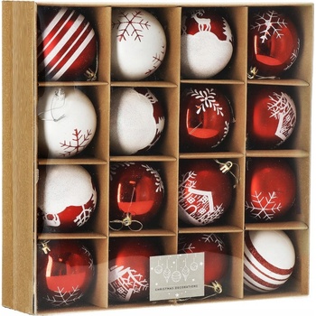 SPRINGOS Vianočné banky bielo-červené mix 8cm sada 16ks