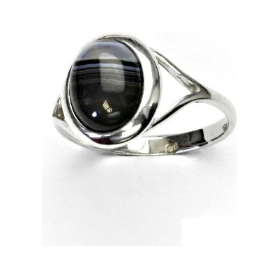 Čištín Zlatý prsten bílé i žluté zlato přírodní achát T 1453