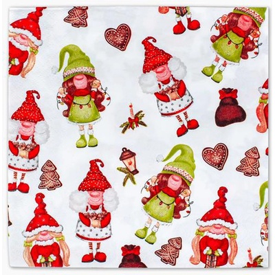 Procos Vánoční papírové ubrousky 3 V elfíci 33x33cm 20ks