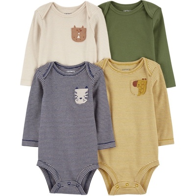 CARTER'S Body dlouhý rukáv Navy Olive Animal kluk 4ks