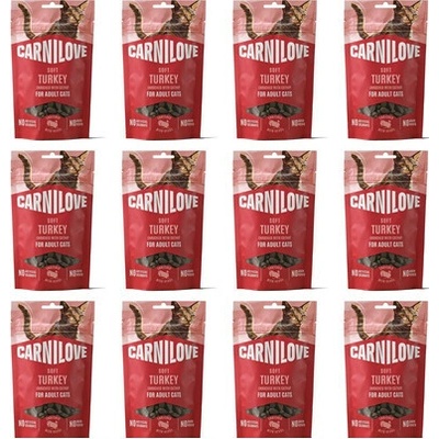 CARNILOVE Soft Snack Cat Turkey s krůtou a šantou kočičí, měkké pamlsky 12 x 50 g