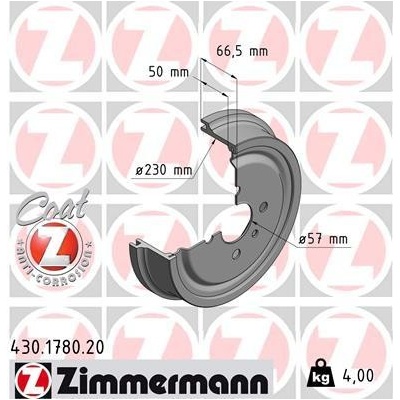 Brzdový bubon ZIMMERMANN 430.1780.20