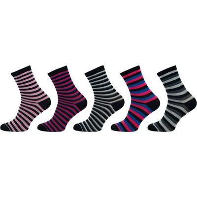 Novia dámské ponožky Lycra proužek 1074 balení 5 párů ČERNÁ