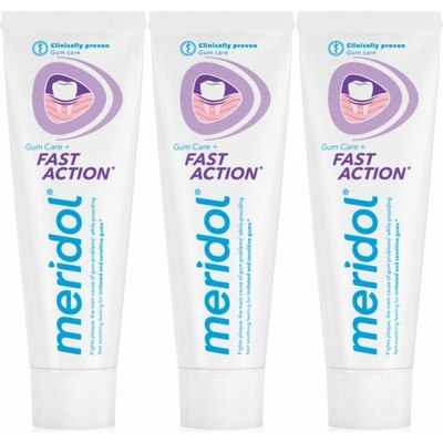 Meridol Fast Action pre ochranu ďasien pre citlivé zuby 3 x 75 ml