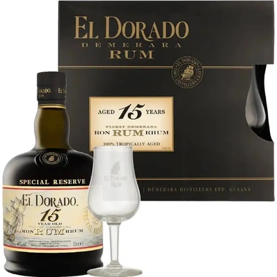 El Dorado 15y 43% 0,7 l (dárčekové balenie 2 poháre)