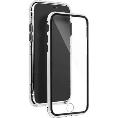 Pouzdro Beweare Magnetické oboustranné s tvrzeném sklem na iPhone 12 Pro / iPhone 12 - stříbrné