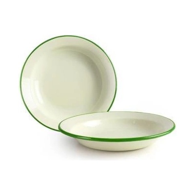 Ibili Smaltovaný tanier 28 cm hlboký so zeleným okrajom