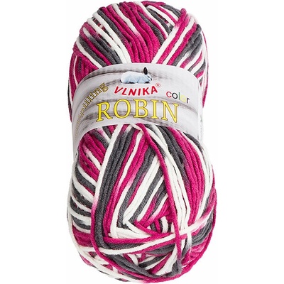 BELLATEX Robin color 100 g - 61 biela, sivá, malinová