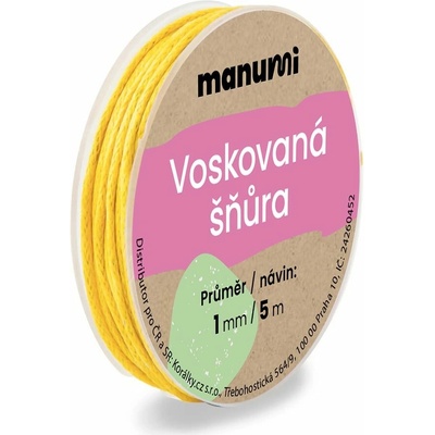 Manumi Voskovaná šňůra 1 mm/5m žlutá - 1 ks