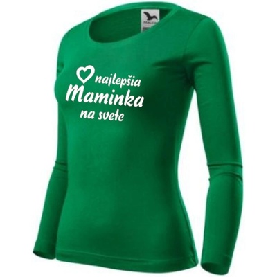 Vtipné triko dámske dlhý rukáv mama Zelená